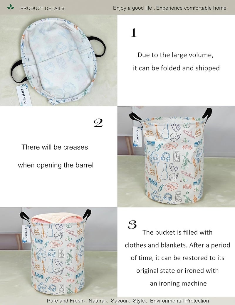 ONOEV Round waterproof laundry basket,gift basket,suitable for children's room and toy storage(musical instrument) - Image 5